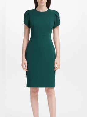 Calvin Klein | Dresses | Calvin Klein Button Shoulder Scuba Green Dress |  Poshmark